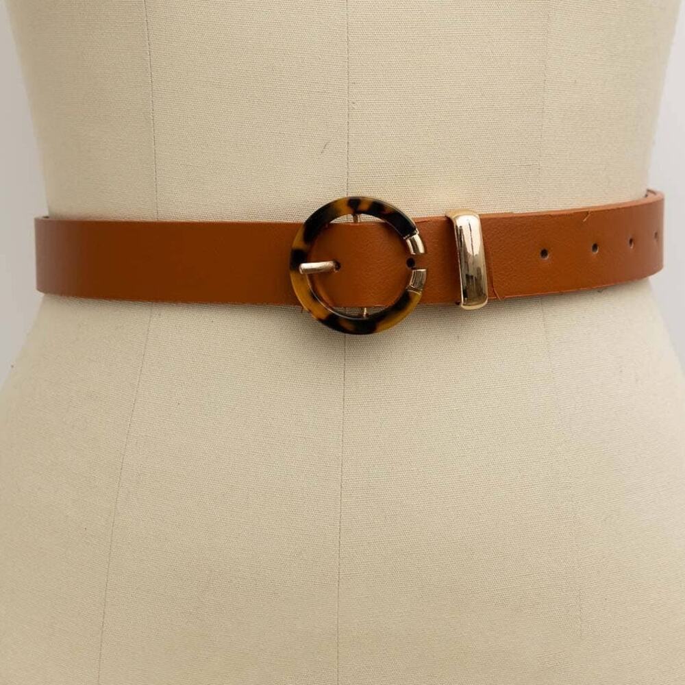 Tortoise Shell O-Ring Buckle Belt – Camel